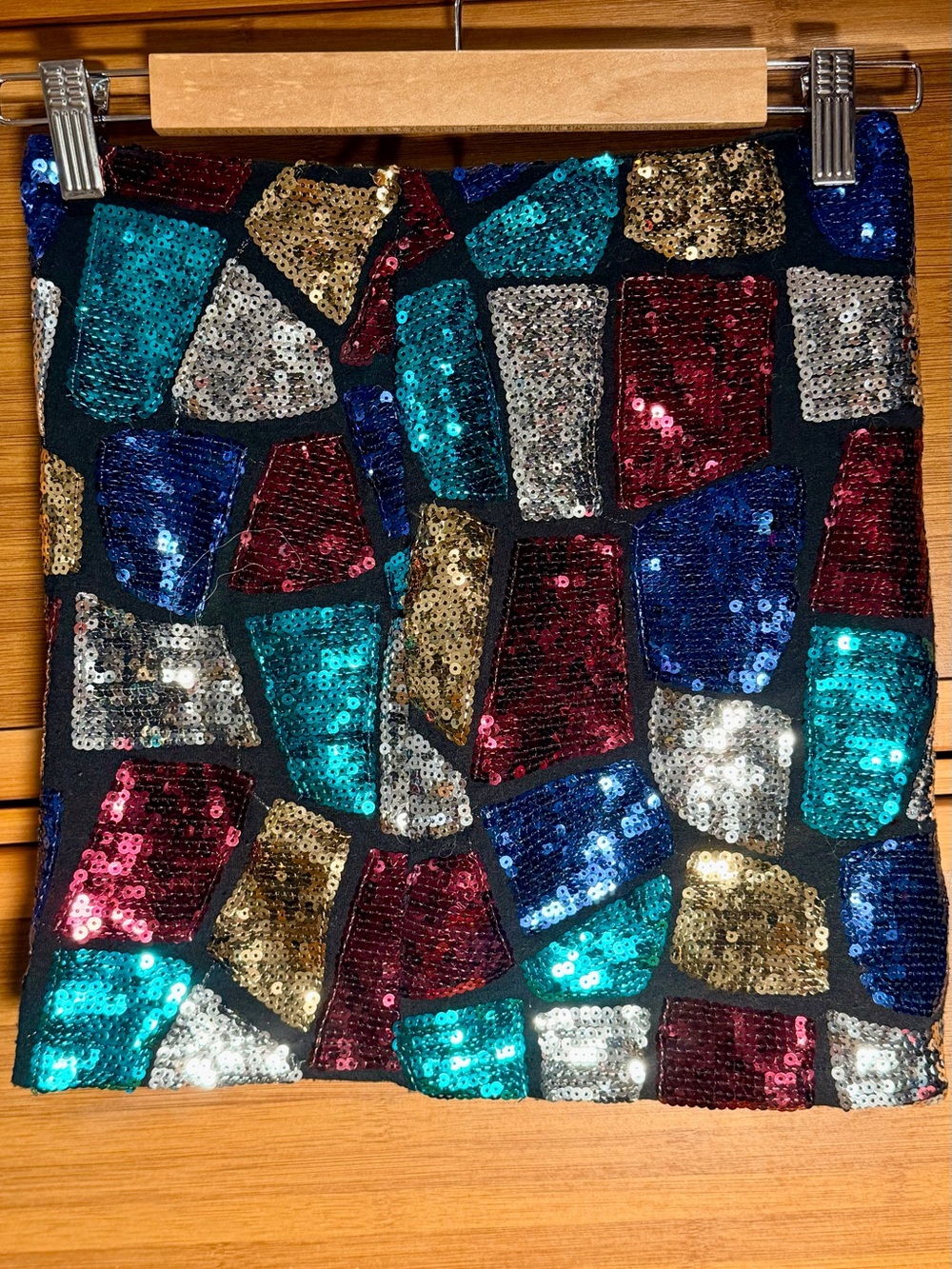 Sequin Patchwork Mini Skirt in Multicolor